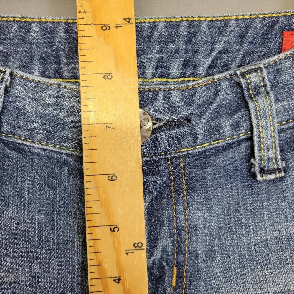 X2 Jeans Womens 8 Blue Mid Rise Stretch Straight Leg Embroidered Pockets Denim - Picture 12 of 16